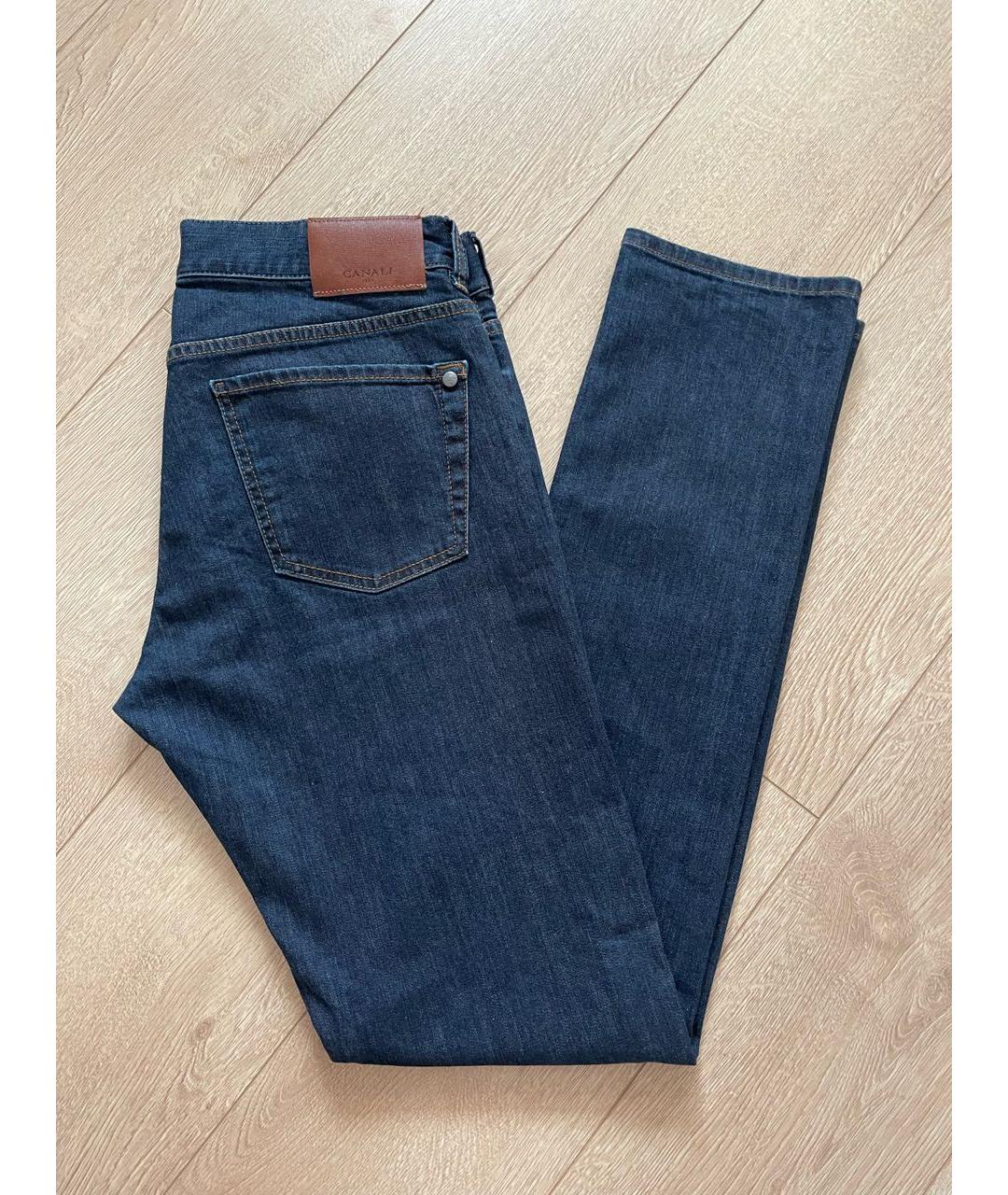 CANALI Темно-синие хлопко-эластановые прямые джинсы, фото 7