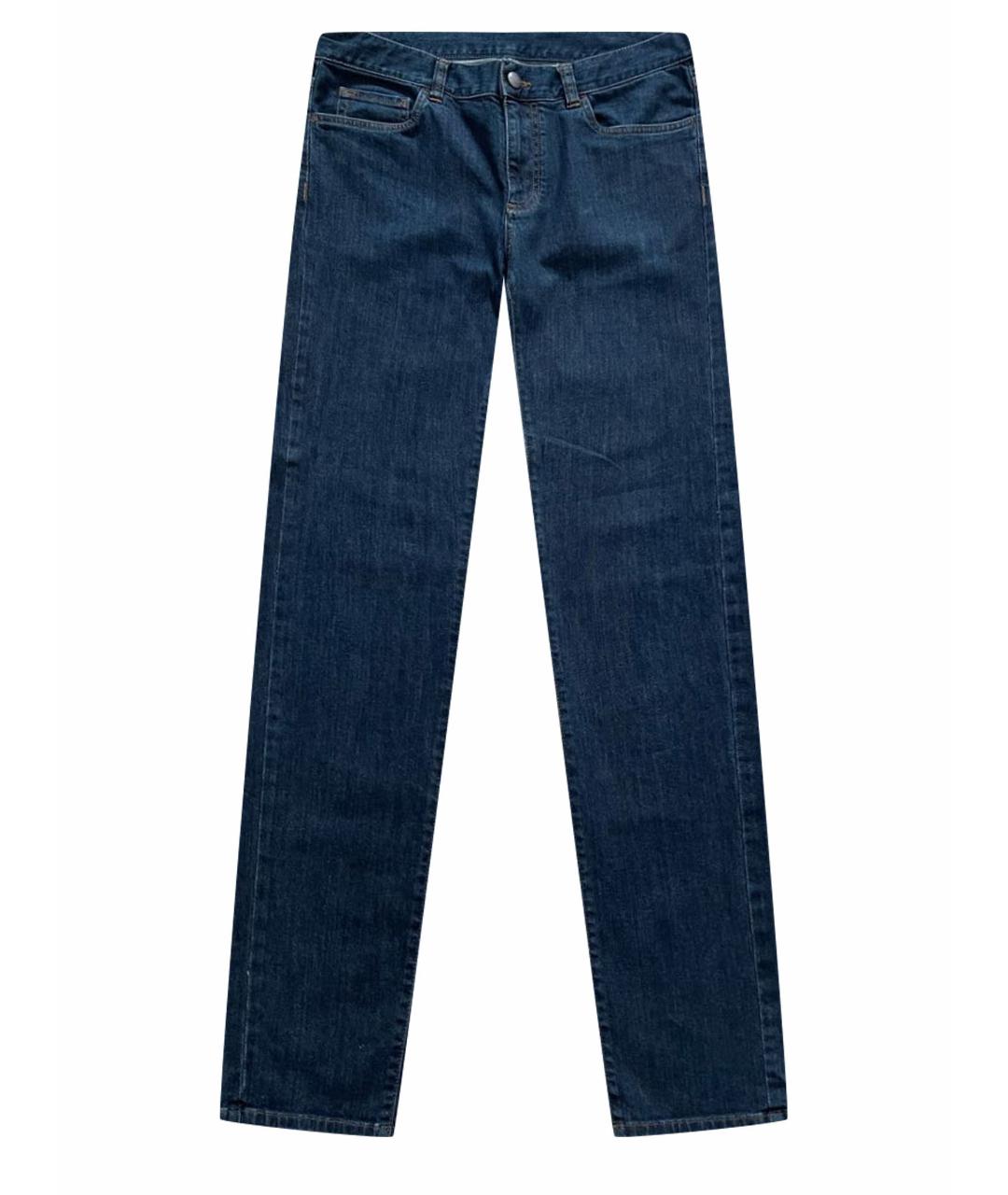 CANALI Темно-синие хлопко-эластановые прямые джинсы, фото 1