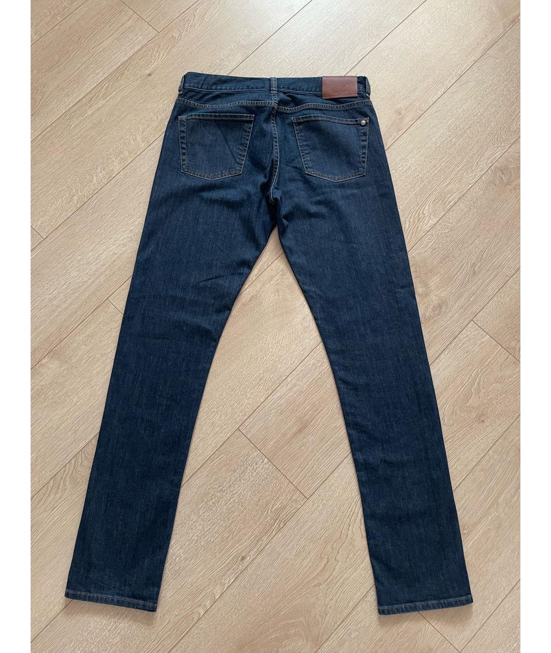 CANALI Темно-синие хлопко-эластановые прямые джинсы, фото 2