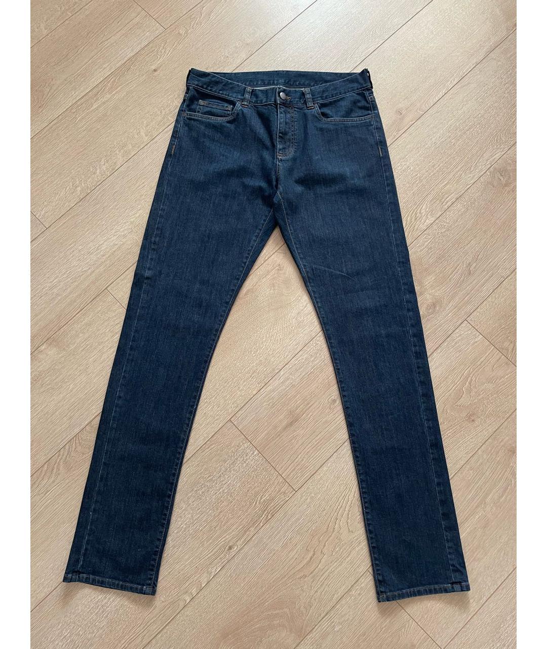 CANALI Темно-синие хлопко-эластановые прямые джинсы, фото 9
