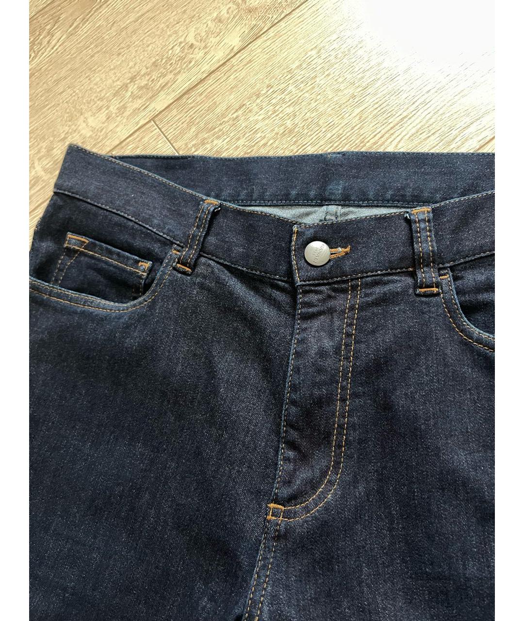 CANALI Темно-синие хлопко-лиоцелловые прямые джинсы, фото 7