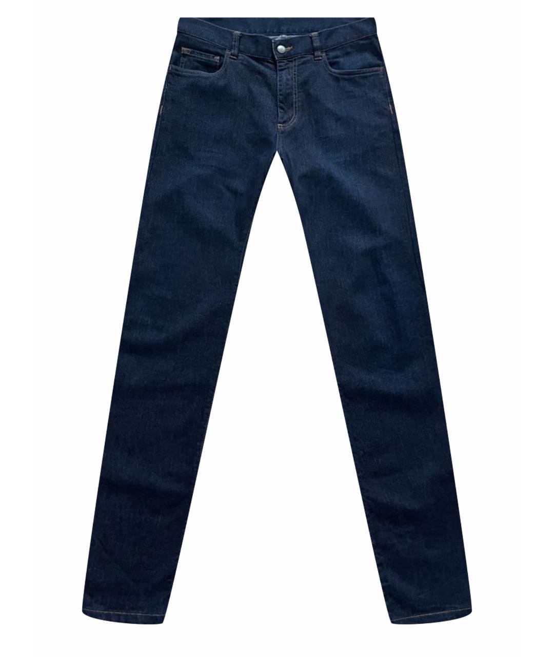 CANALI Темно-синие хлопко-лиоцелловые прямые джинсы, фото 1