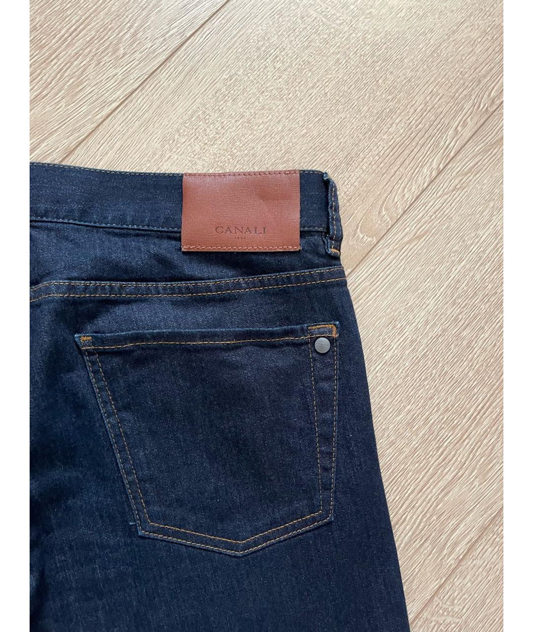 CANALI Темно-синие хлопко-лиоцелловые прямые джинсы, фото 3