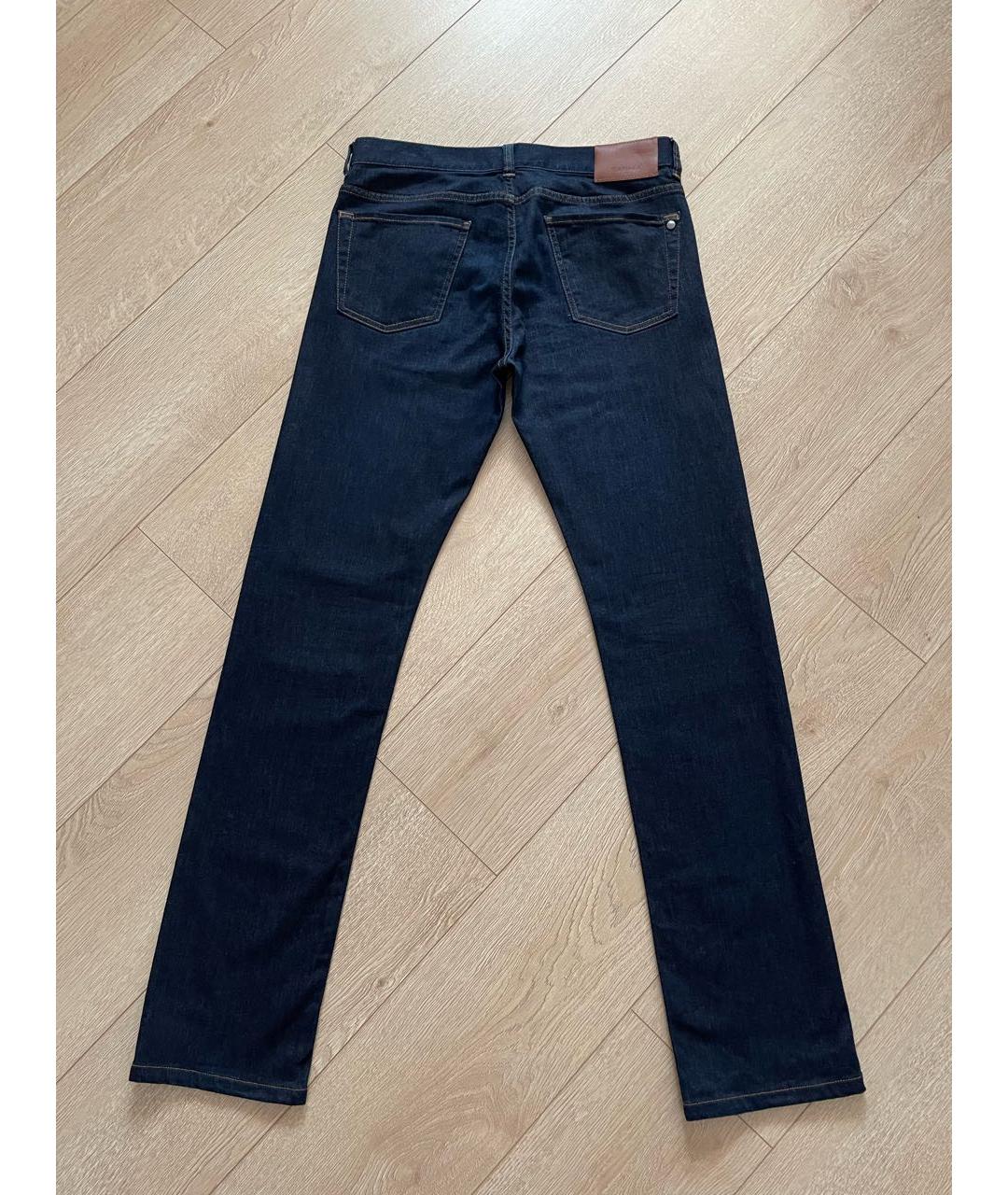 CANALI Темно-синие хлопко-лиоцелловые прямые джинсы, фото 2