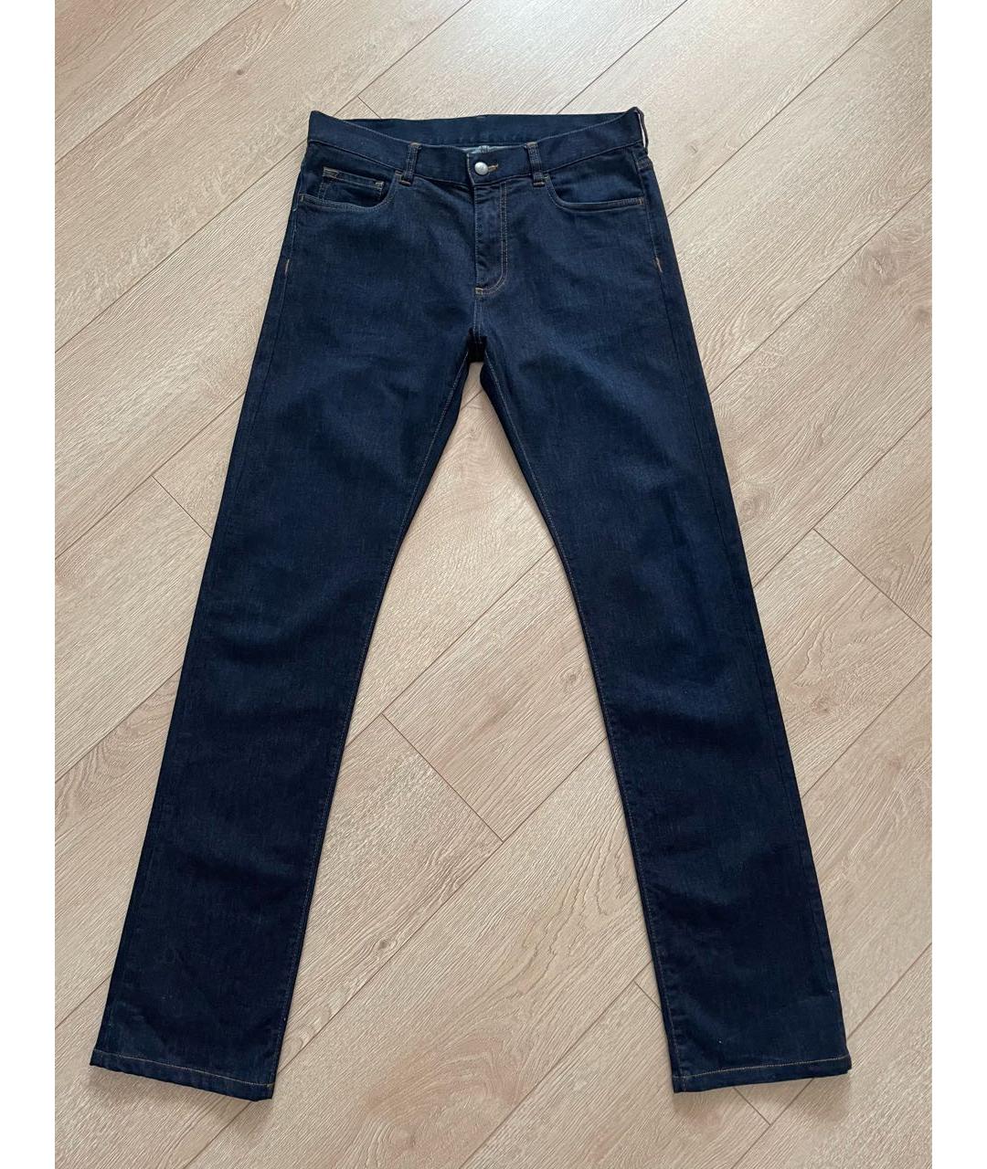 CANALI Темно-синие хлопко-лиоцелловые прямые джинсы, фото 8
