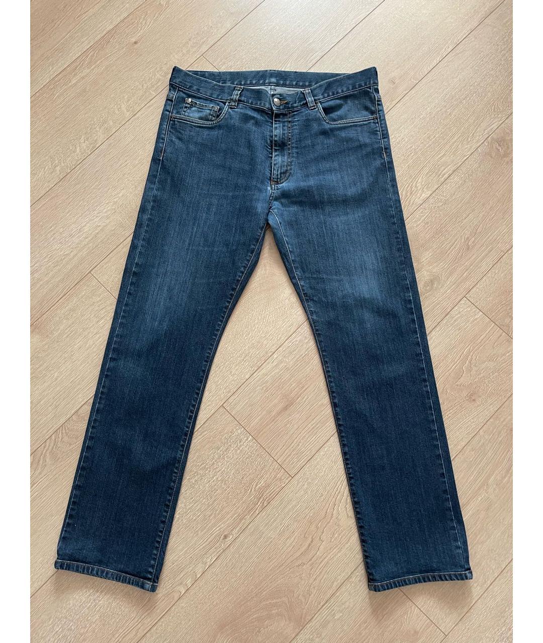CANALI Синие хлопко-эластановые прямые джинсы, фото 8