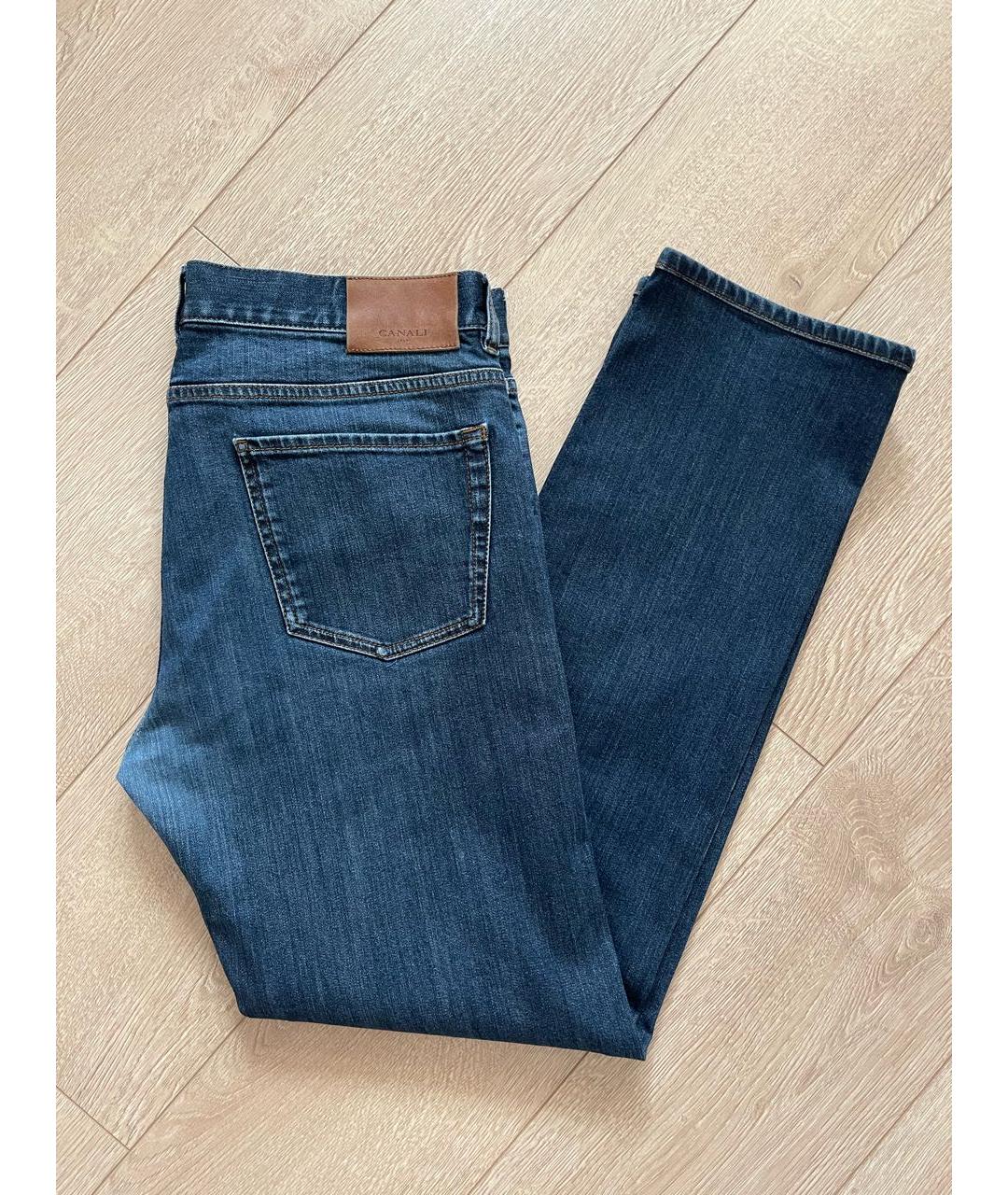 CANALI Синие хлопко-эластановые прямые джинсы, фото 6
