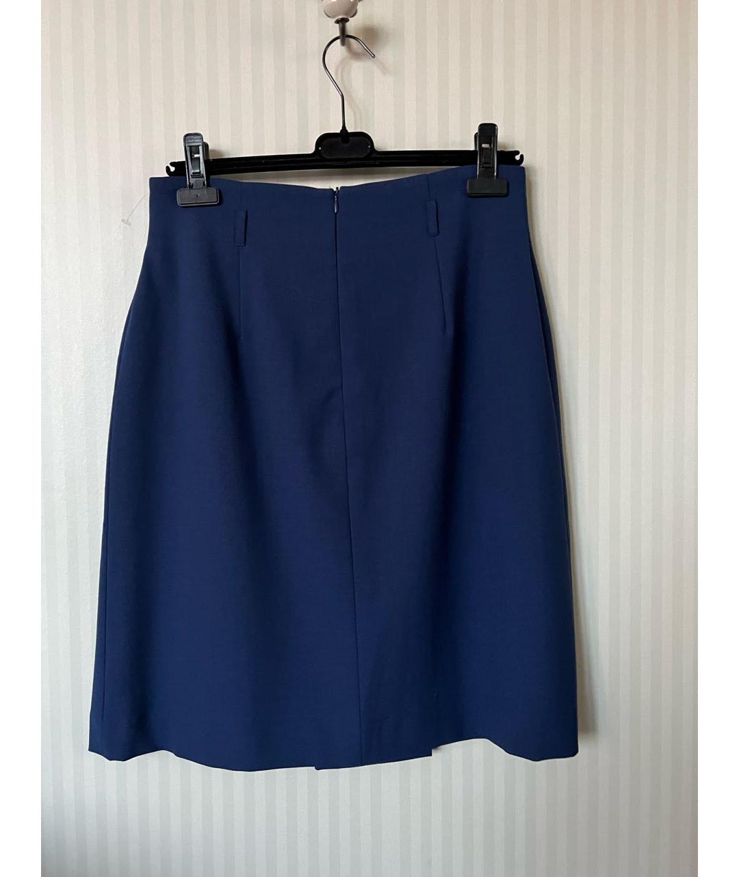 BALENCIAGA Синяя шерстяная юбка миди, фото 2