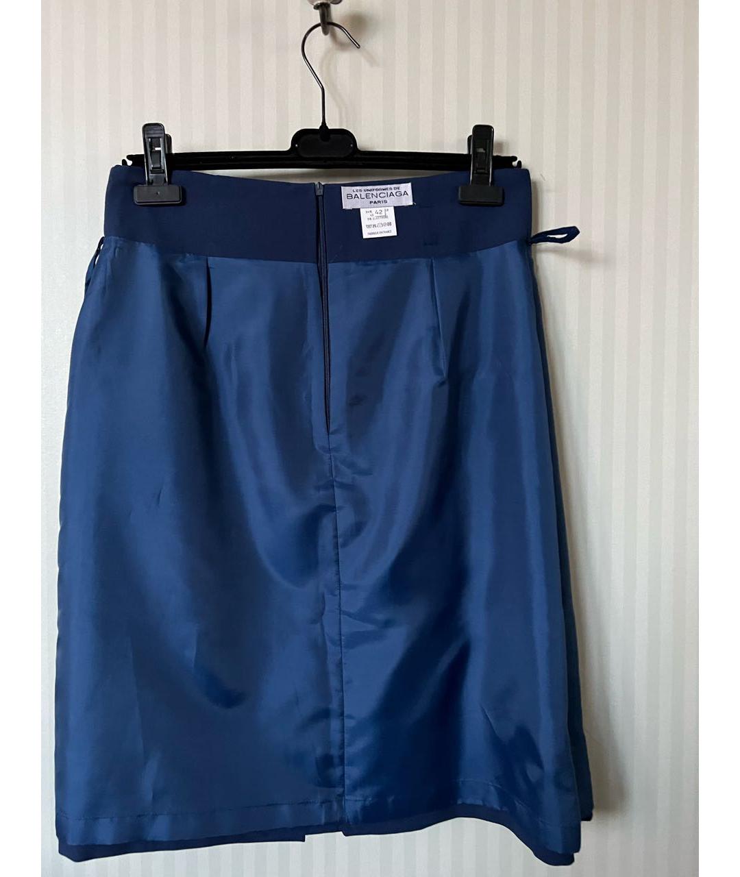 BALENCIAGA Синяя шерстяная юбка миди, фото 4