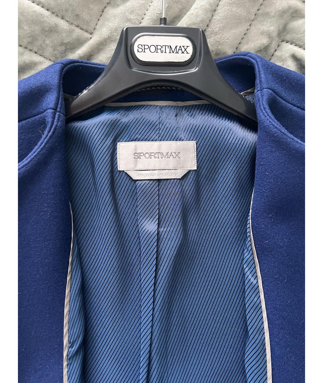 SPORTMAX Синее шерстяное пальто, фото 3