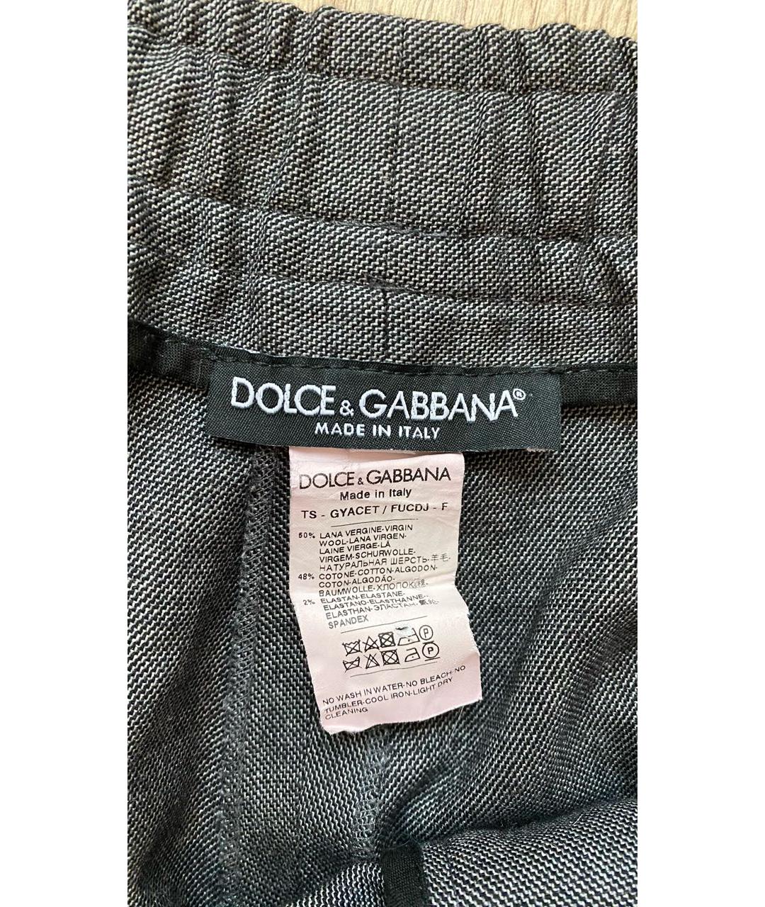 DOLCE&GABBANA Антрацитовые шерстяные брюки чинос, фото 3
