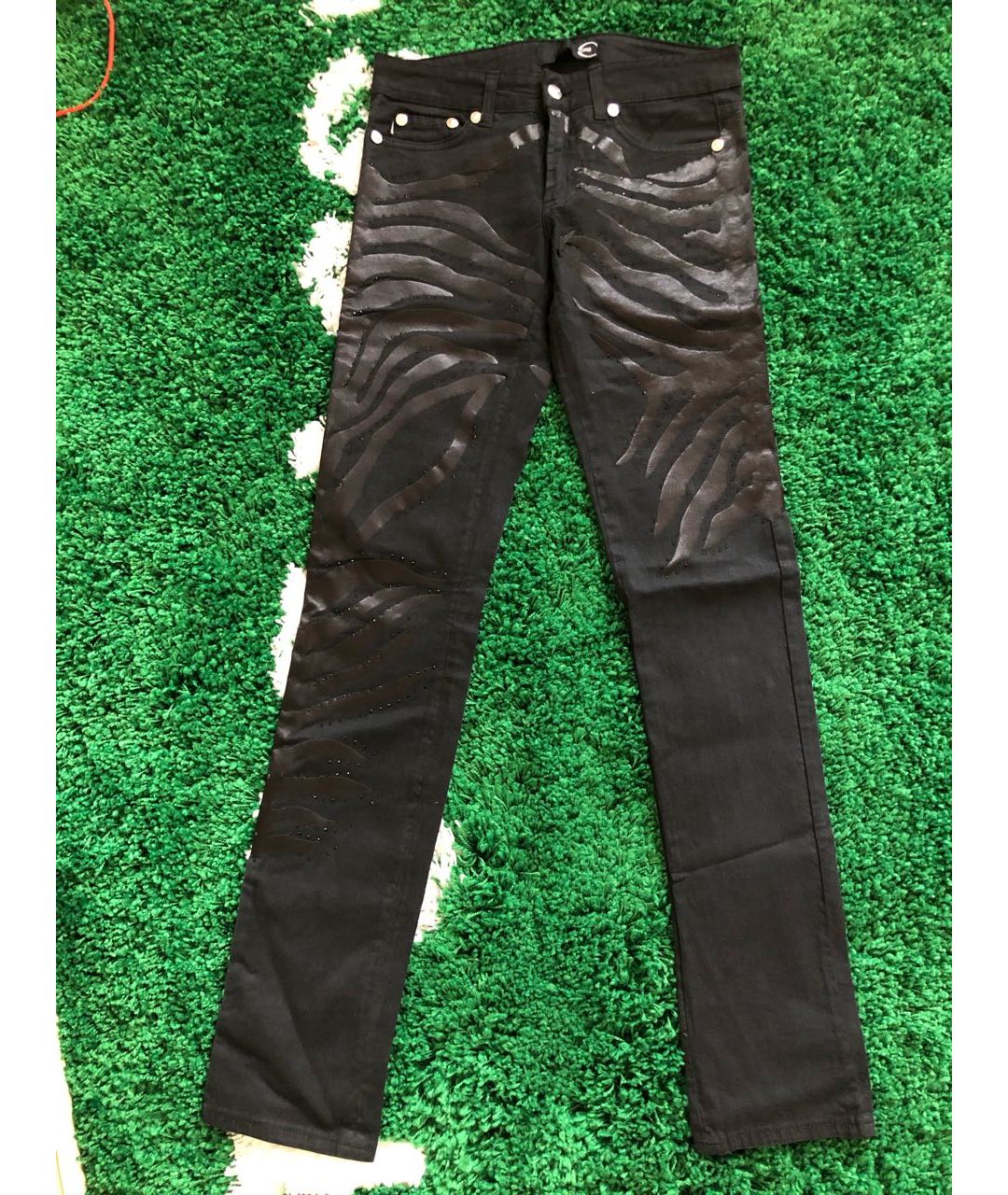 JUST CAVALLI Черные хлопковые прямые джинсы, фото 9