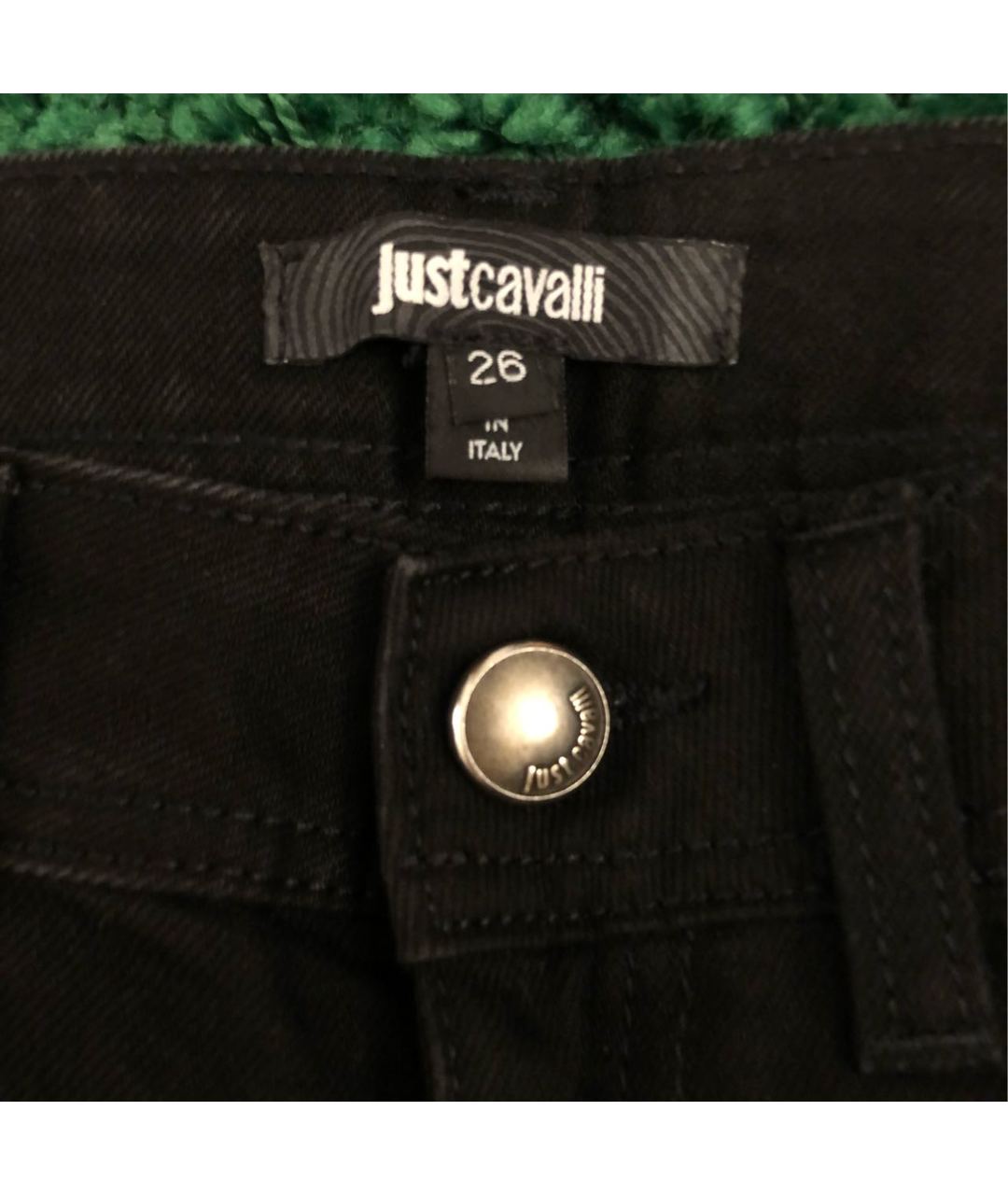 JUST CAVALLI Черные хлопковые прямые джинсы, фото 3