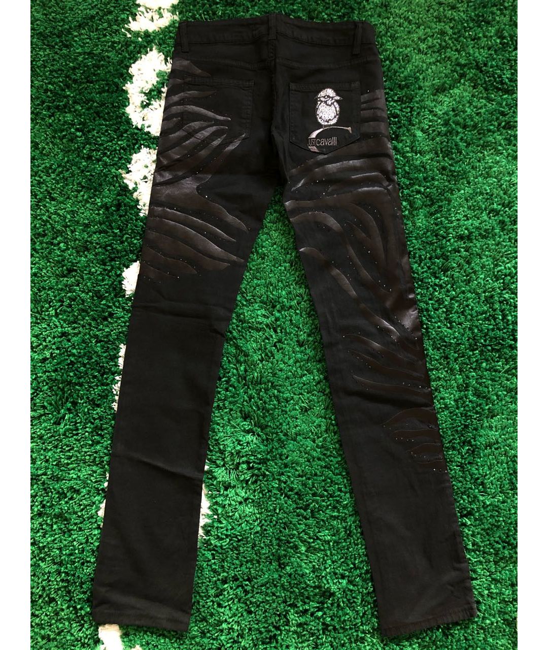 JUST CAVALLI Черные хлопковые прямые джинсы, фото 2
