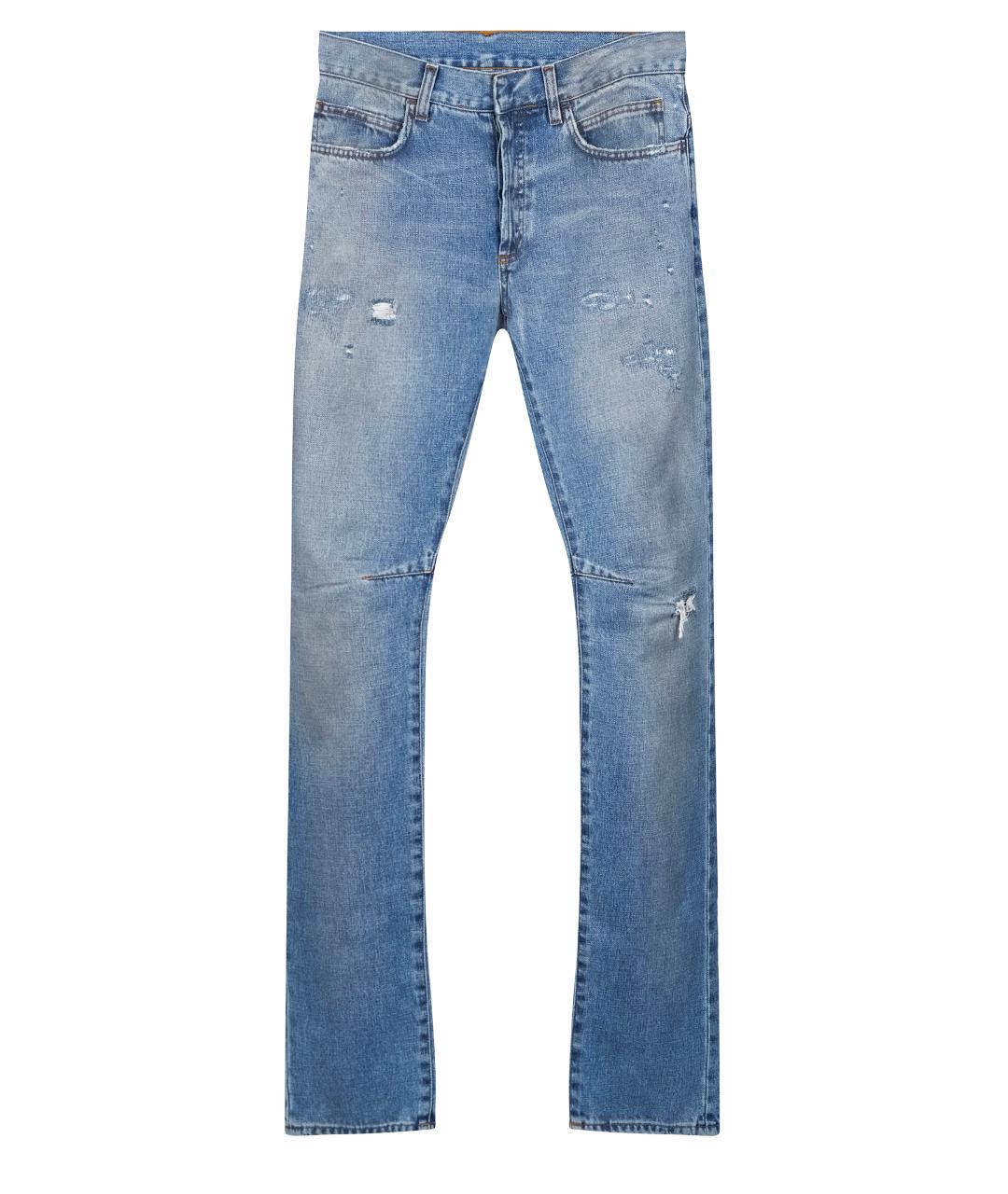 BALMAIN Голубые хлопковые прямые джинсы, фото 1
