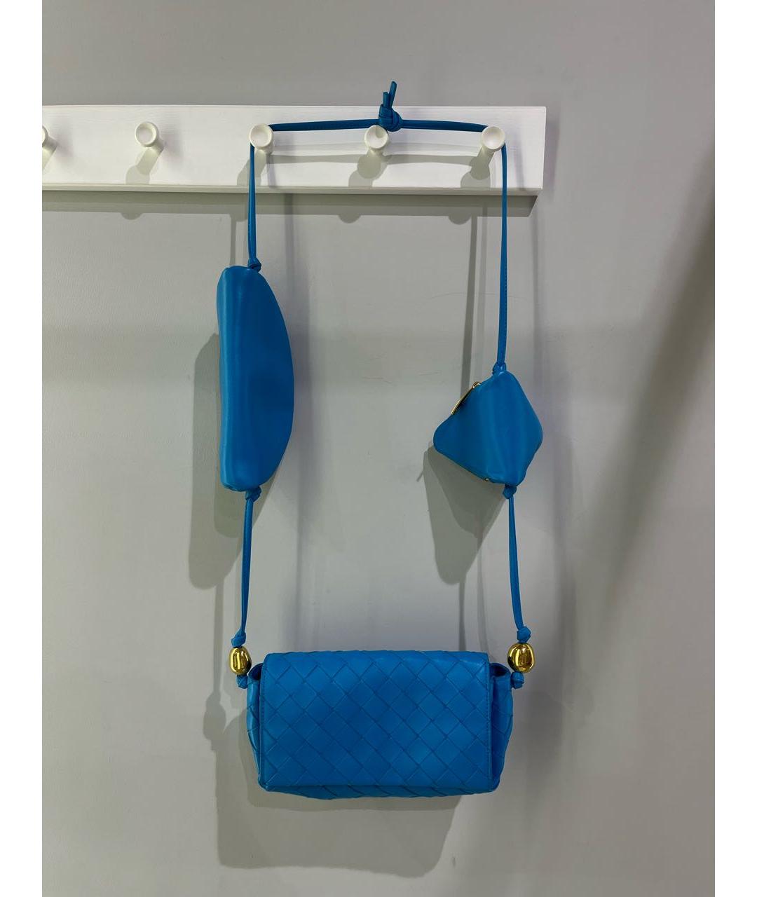 BOTTEGA VENETA Голубая кожаная сумка через плечо, фото 3