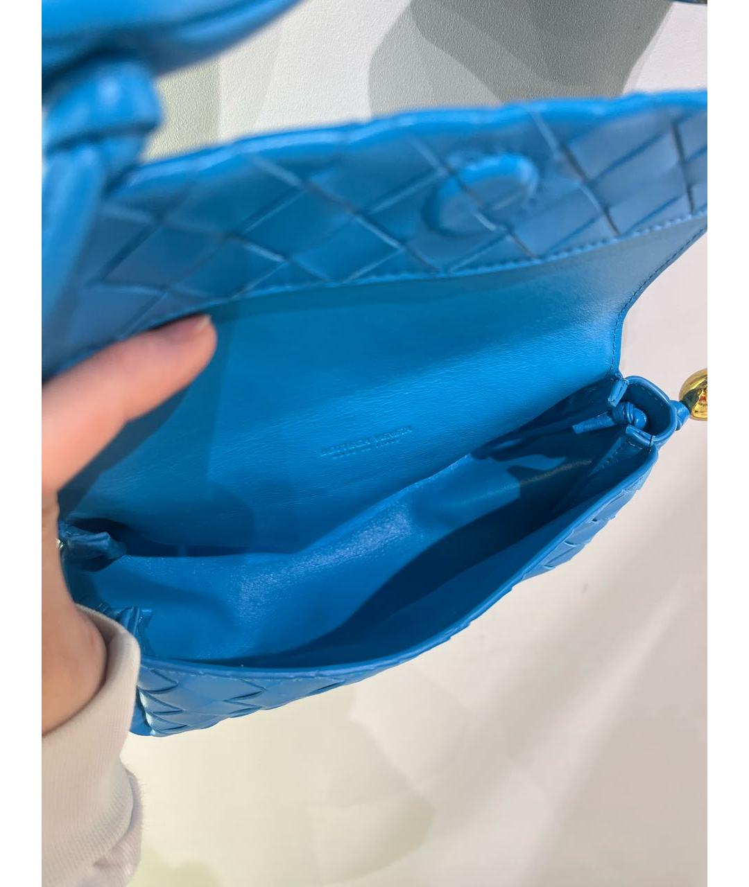BOTTEGA VENETA Голубая кожаная сумка через плечо, фото 8