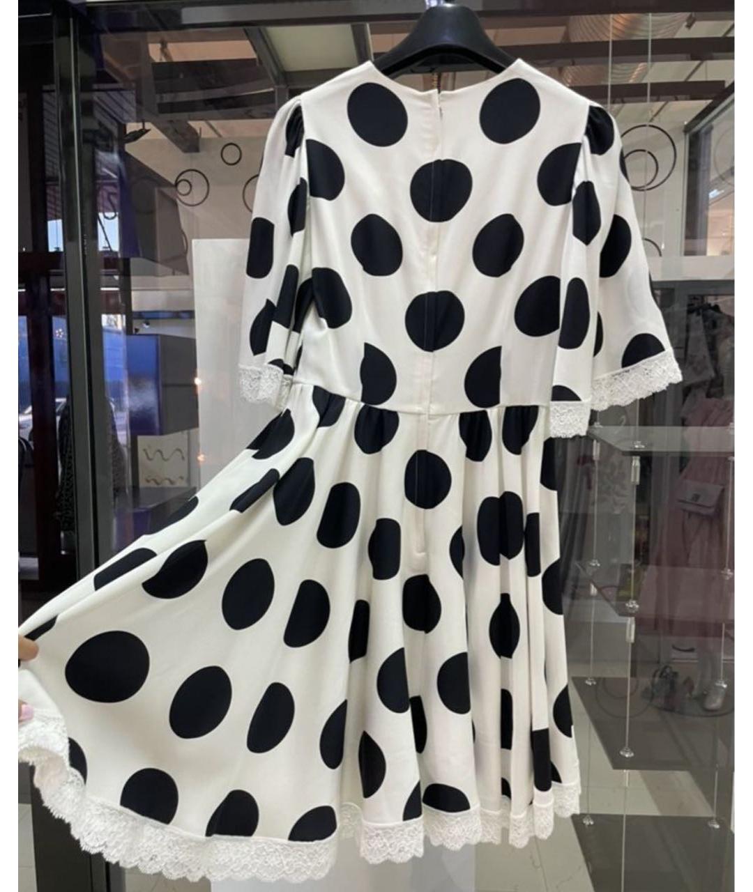 DOLCE&GABBANA Белое шелковое повседневное платье, фото 2