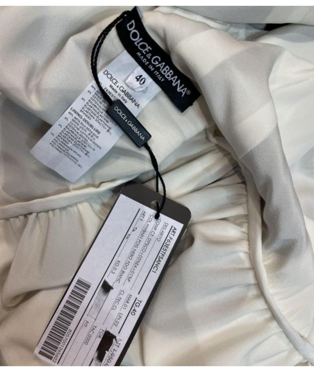 DOLCE&GABBANA Белое шелковое повседневное платье, фото 4