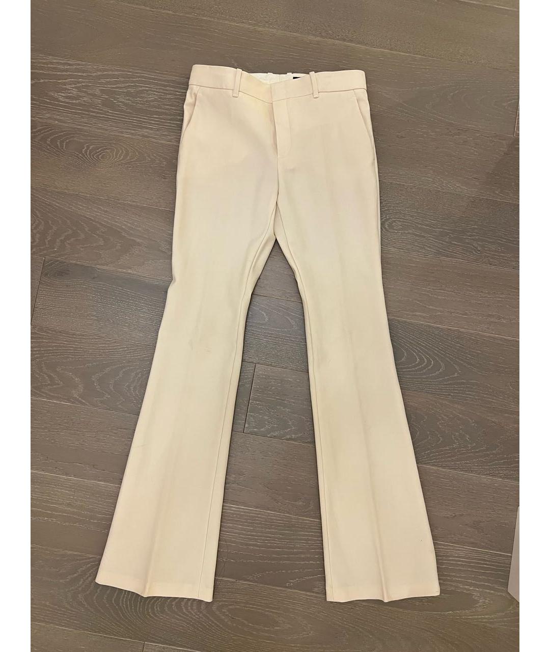 GUCCI Белые шерстяные прямые брюки, фото 5