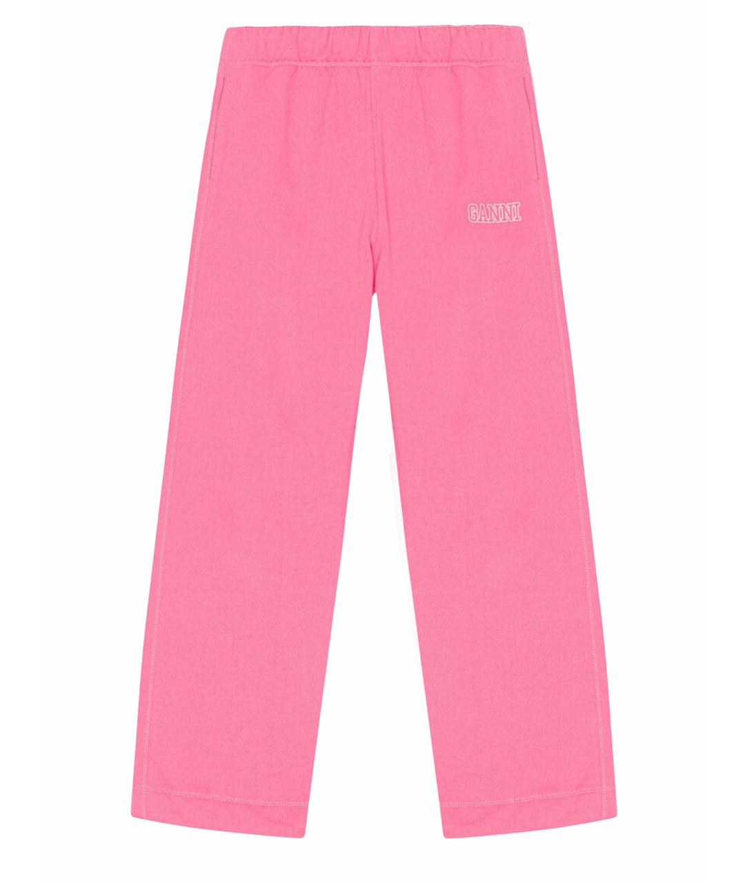 GANNI Розовые хлопковые спортивные брюки и шорты, фото 1