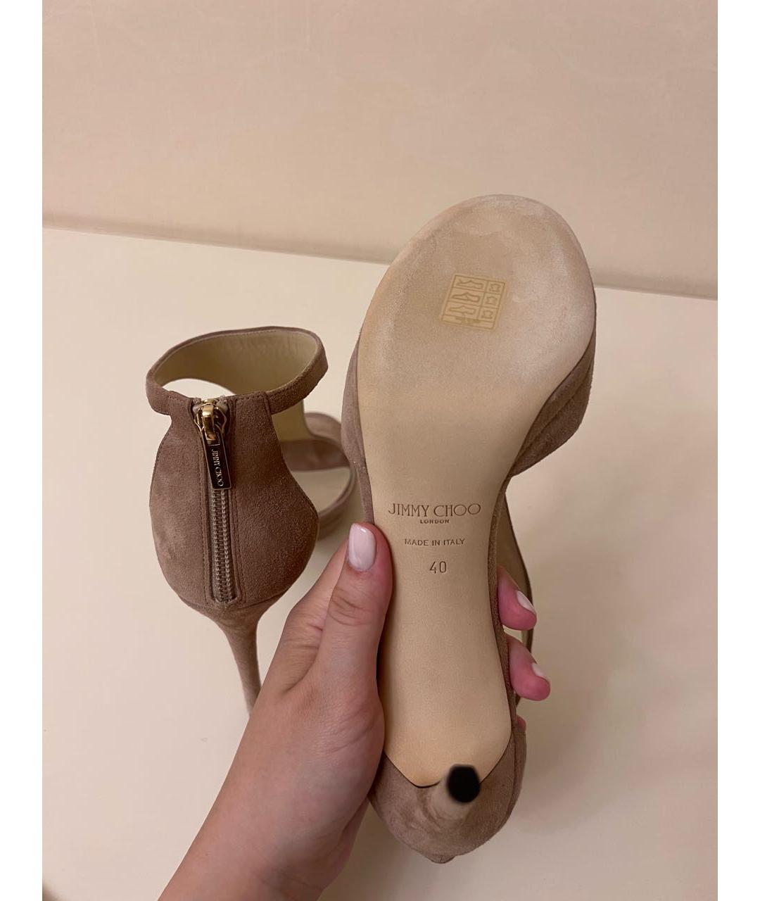 JIMMY CHOO Розовые нубуковые босоножки, фото 4
