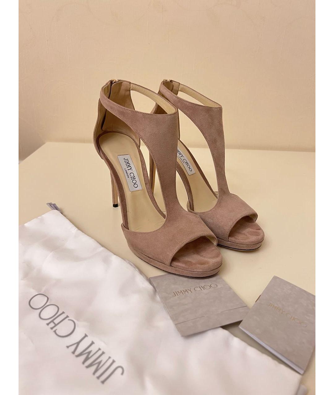 JIMMY CHOO Розовые нубуковые босоножки, фото 5