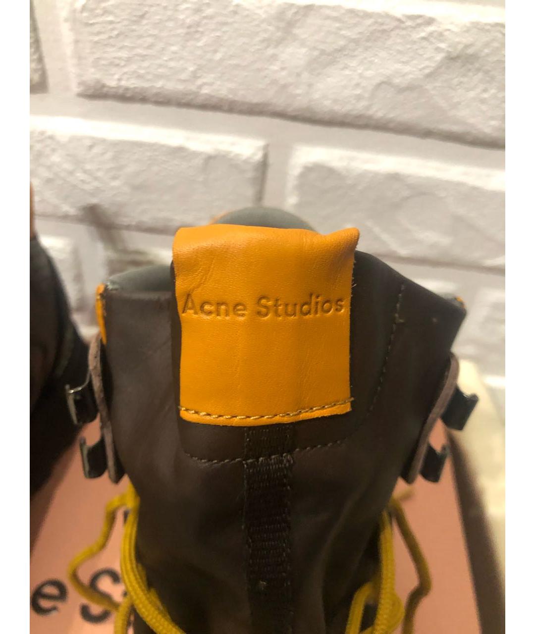ACNE STUDIOS Коричневые кожаные высокие ботинки, фото 7