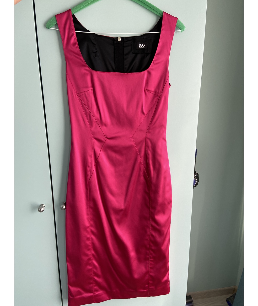 DOLCE&GABBANA Розовое атласное коктейльное платье, фото 5