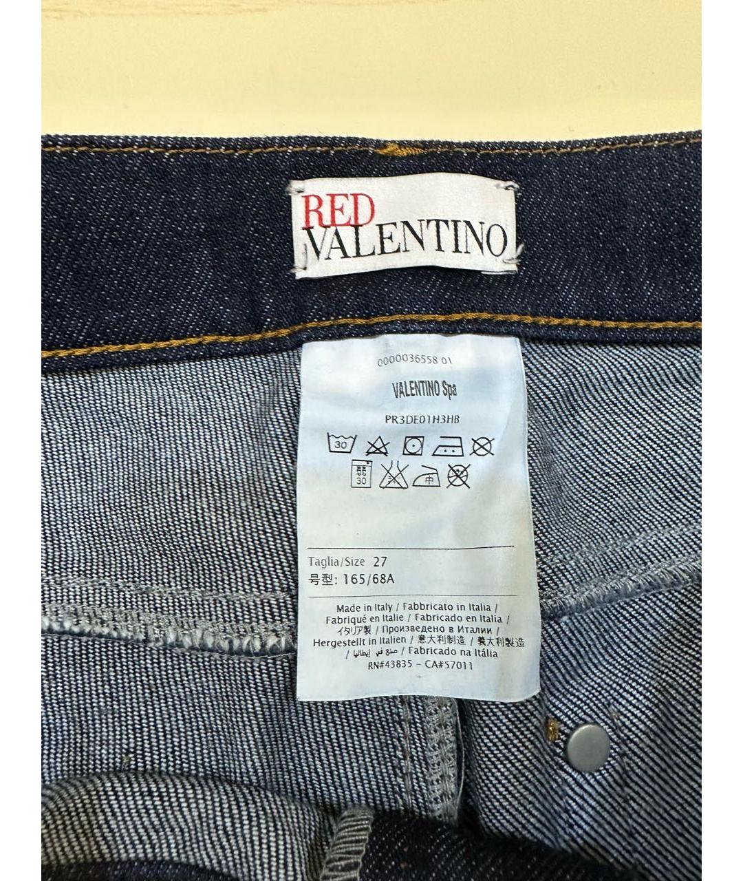 RED VALENTINO Темно-синие хлопко-эластановые джинсы клеш, фото 3