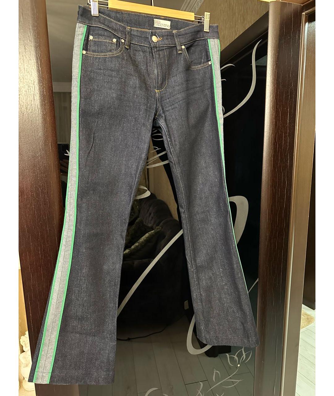 RED VALENTINO Темно-синие хлопко-эластановые джинсы клеш, фото 5
