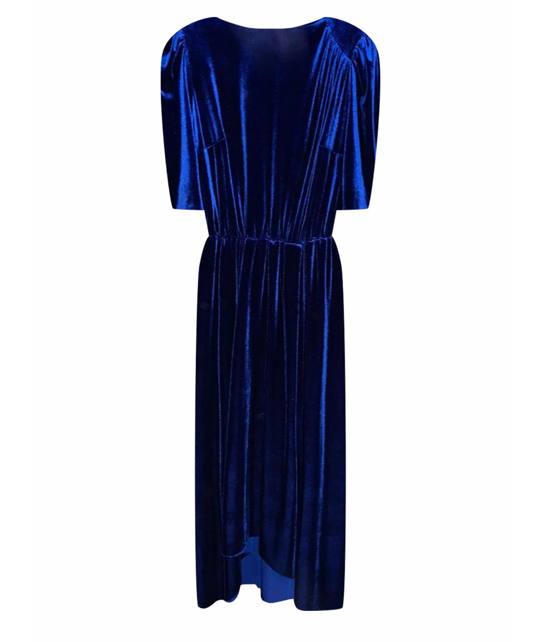 POUSTOVIT Синее велюровое коктейльное платье, фото 1