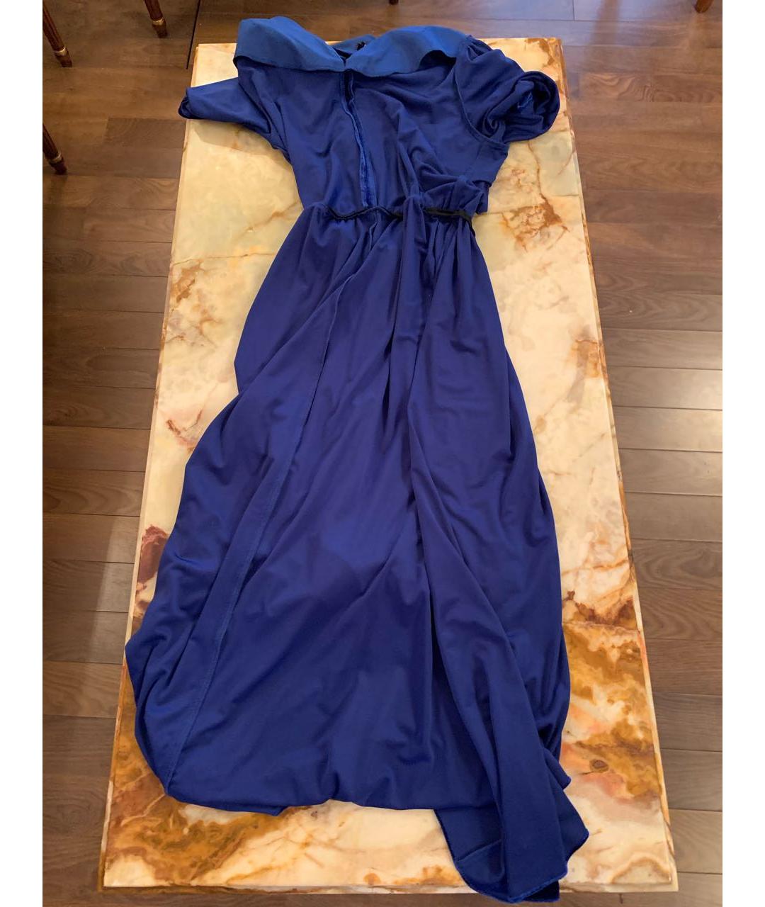 POUSTOVIT Синее велюровое коктейльное платье, фото 6