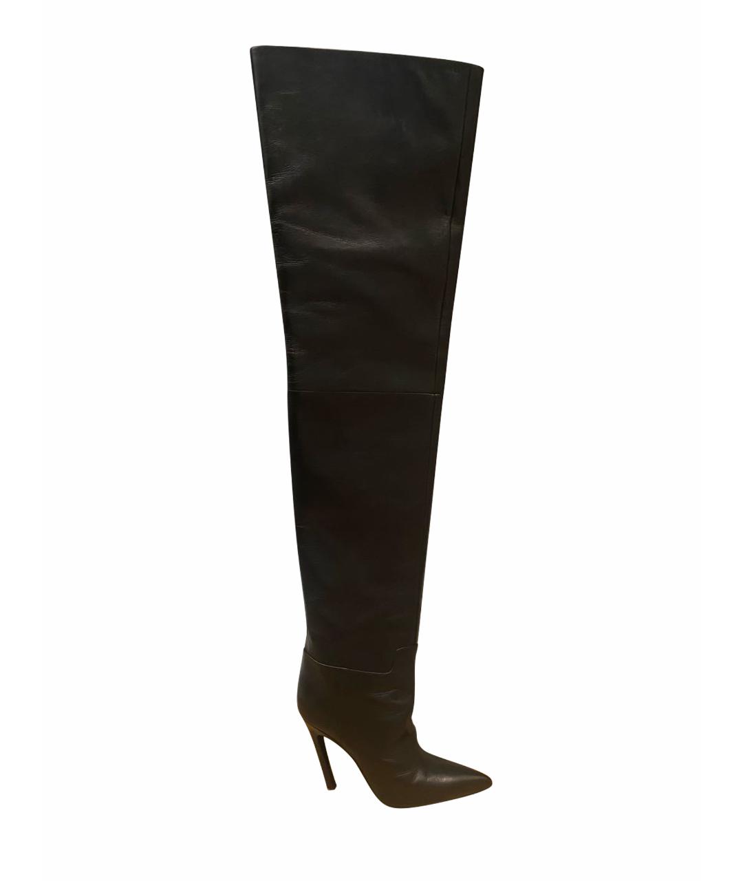 BALENCIAGA Черные кожаные ботфорты, фото 1
