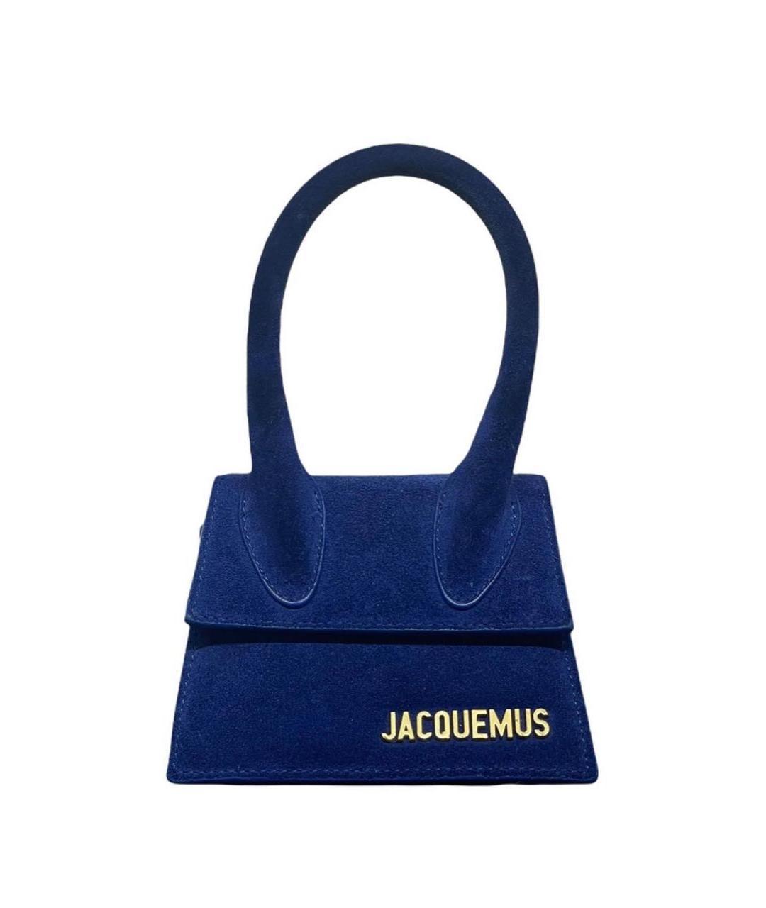 JACQUEMUS Темно-синяя замшевая сумка через плечо, фото 1