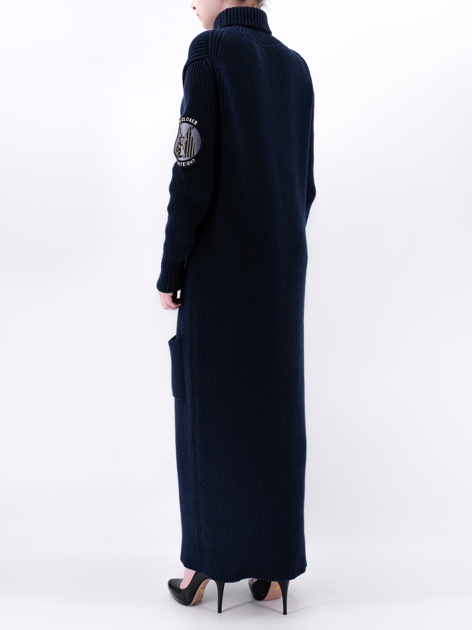 GRAVITEIGHT Темно-синее шерстяное повседневное платье, фото 3