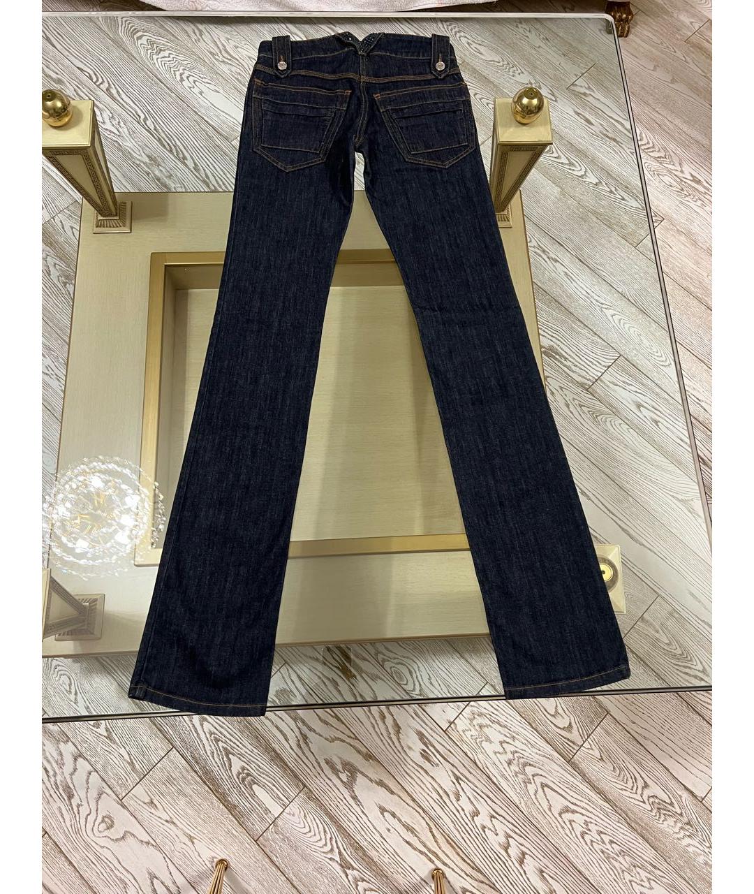 VERSACE Темно-синие хлопковые прямые джинсы, фото 2