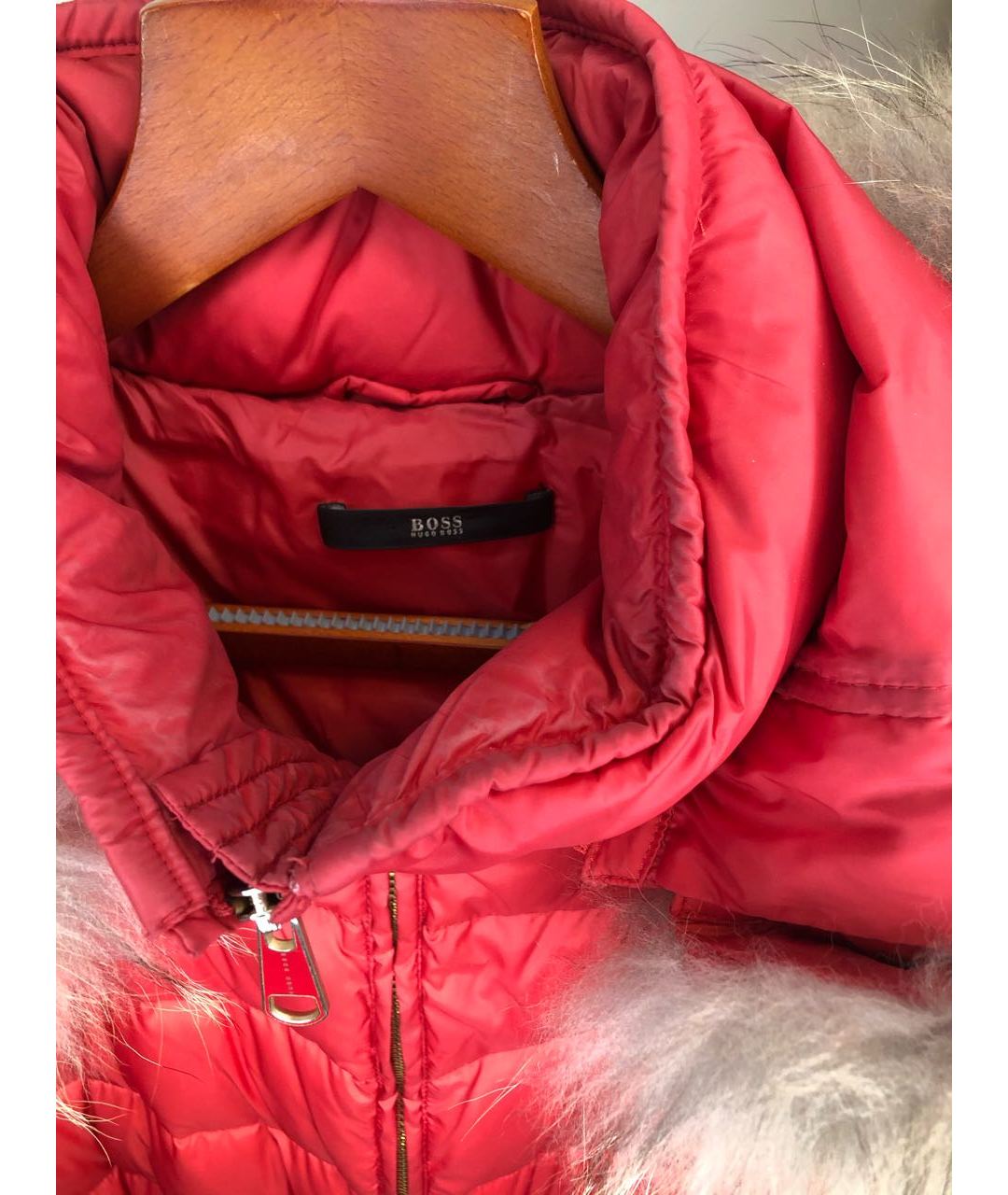 HUGO BOSS Красный полиамидовый пуховик, фото 6