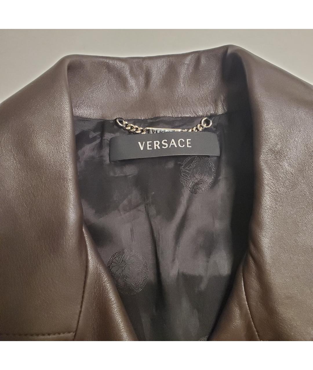 VERSACE Коричневая кожаная куртка, фото 3