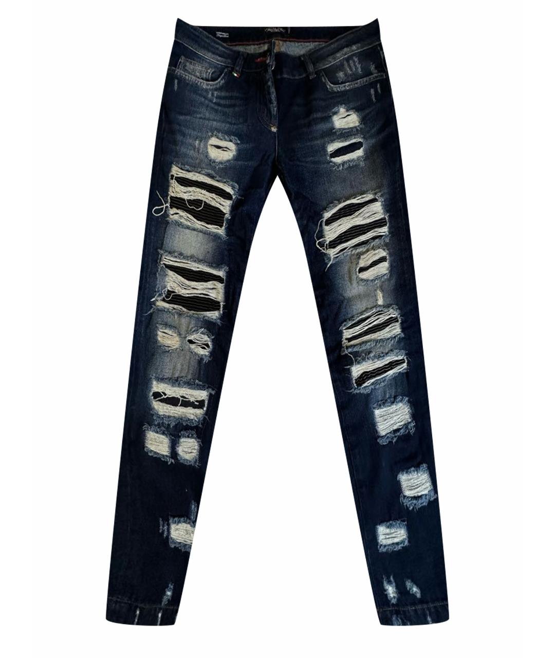 PHILIPP PLEIN Темно-синие хлопковые прямые джинсы, фото 1