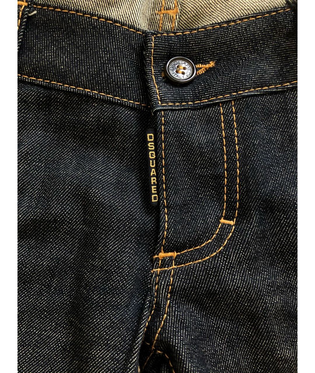 DSQUARED2 Темно-синие хлопко-эластановые прямые джинсы, фото 5