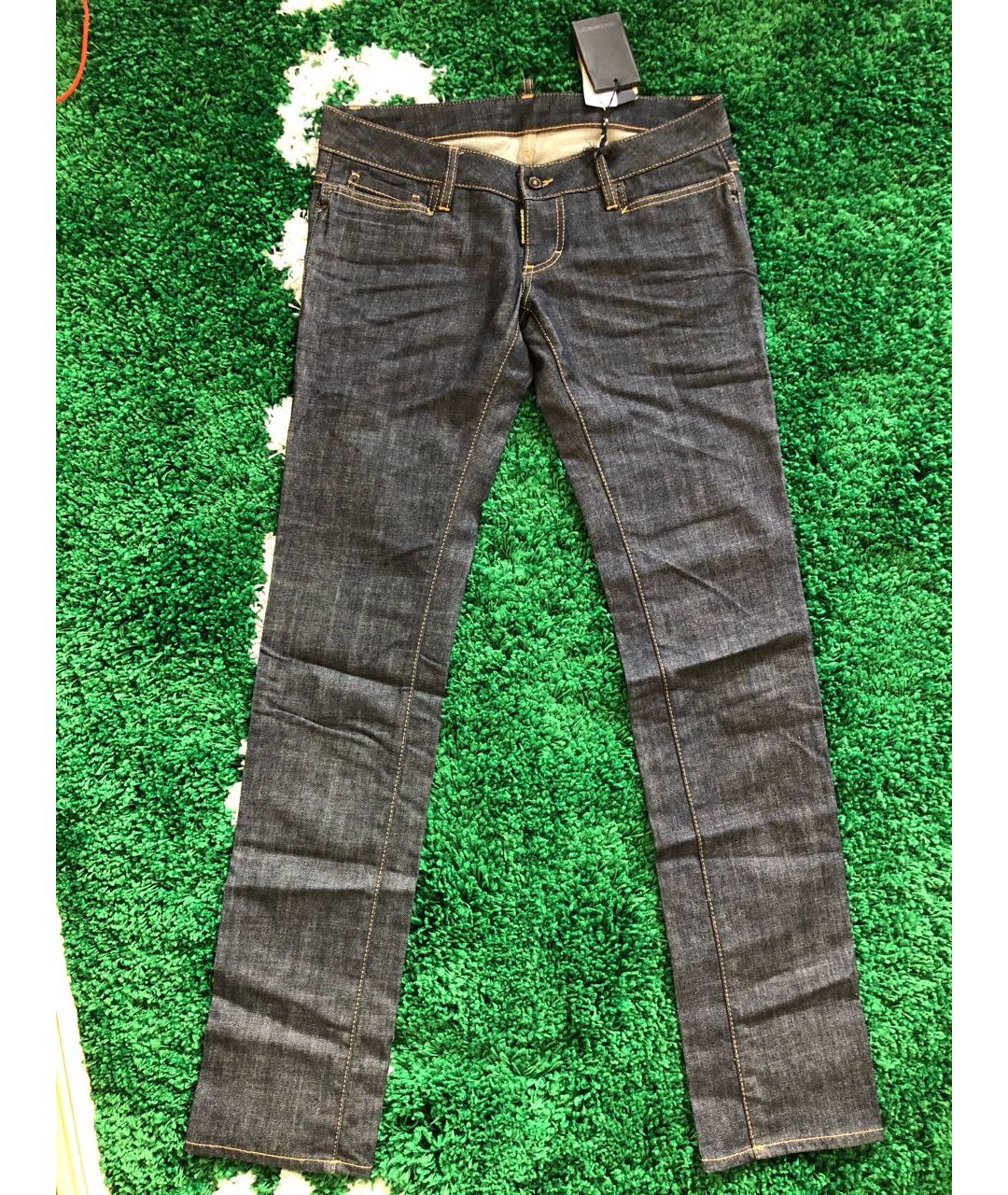 DSQUARED2 Темно-синие хлопко-эластановые прямые джинсы, фото 9