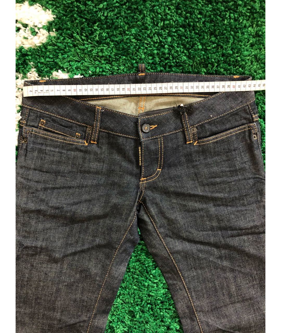DSQUARED2 Темно-синие хлопко-эластановые прямые джинсы, фото 7