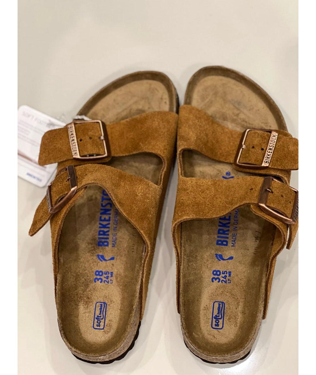 BIRKENSTOCK Коричневые замшевые сандалии, фото 3