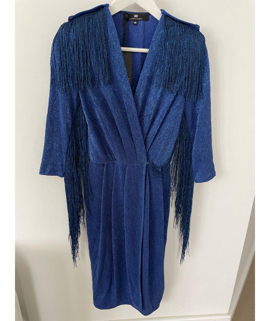 ELISABETTA FRANCHI Синее полиэстеровое вечернее платье, фото 5
