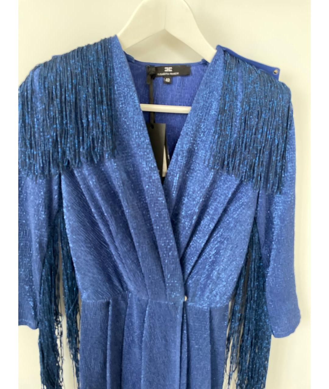 ELISABETTA FRANCHI Синее полиэстеровое вечернее платье, фото 4