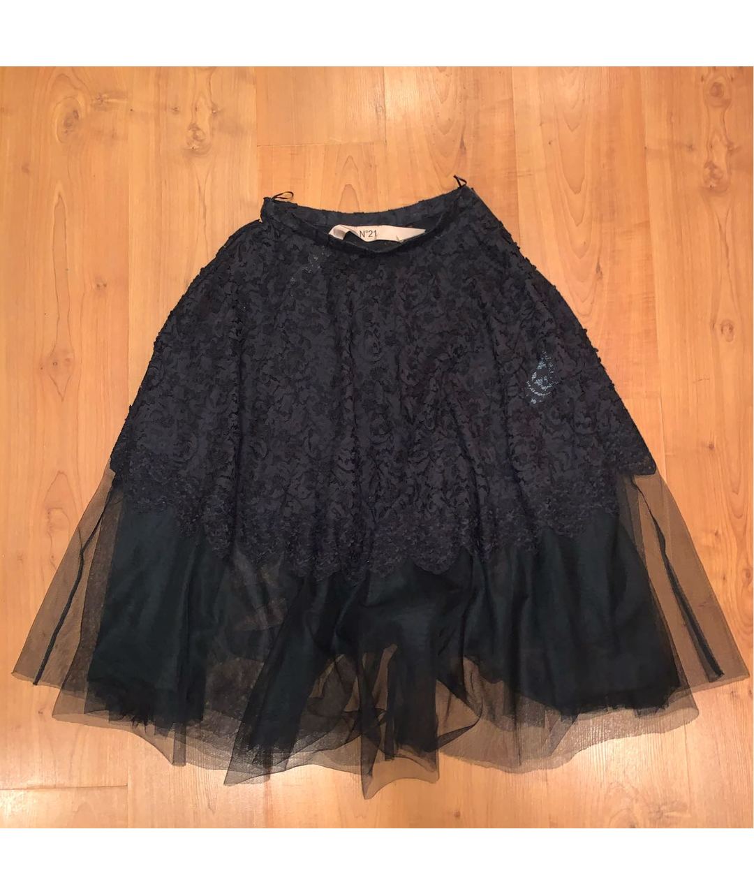 NO. 21 Черная полиамидовая юбка макси, фото 8