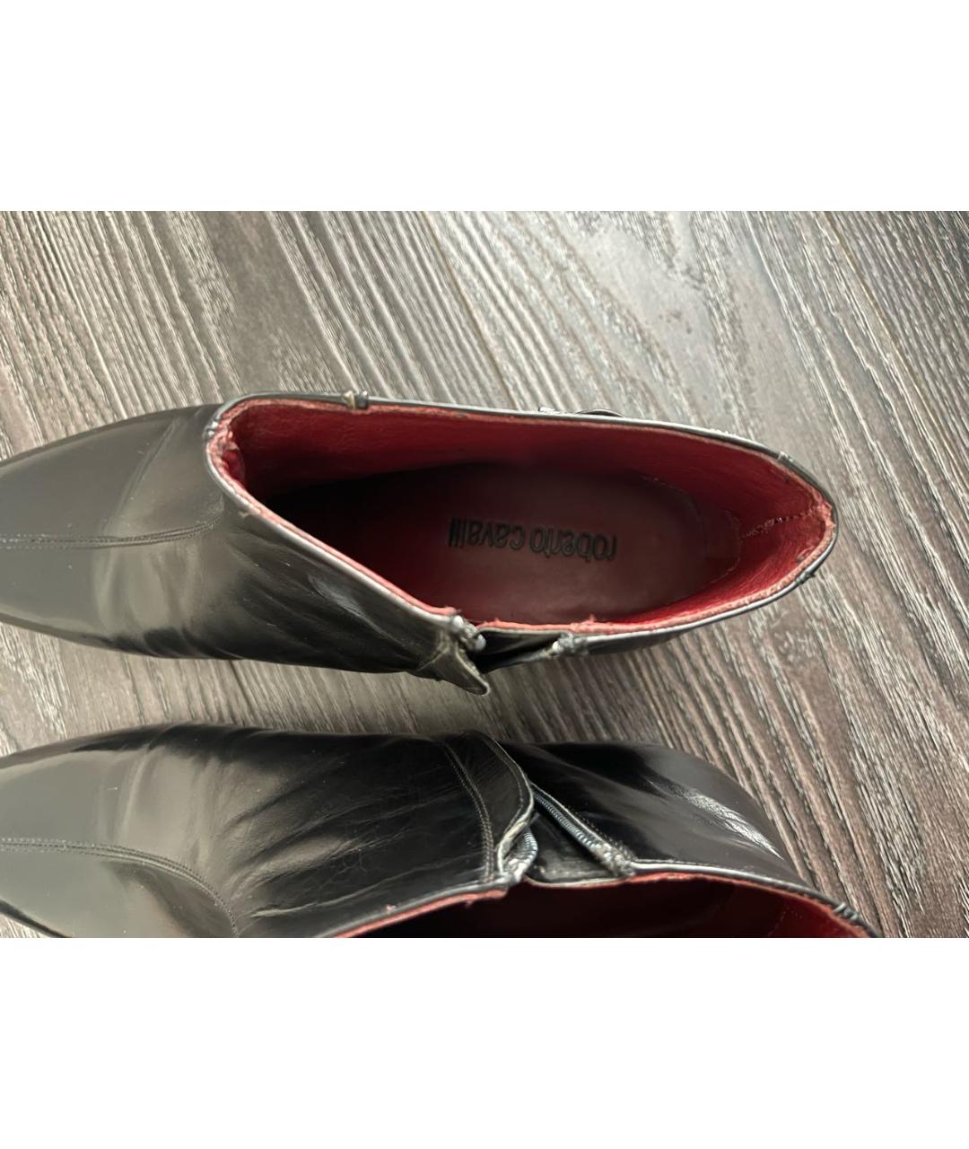 ROBERTO CAVALLI Черные кожаные низкие ботинки, фото 6