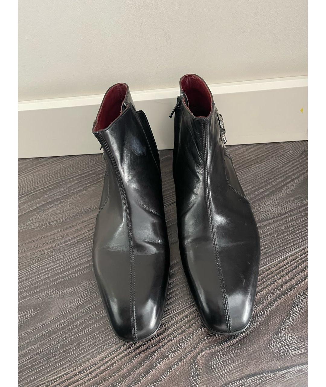 ROBERTO CAVALLI Черные кожаные низкие ботинки, фото 2