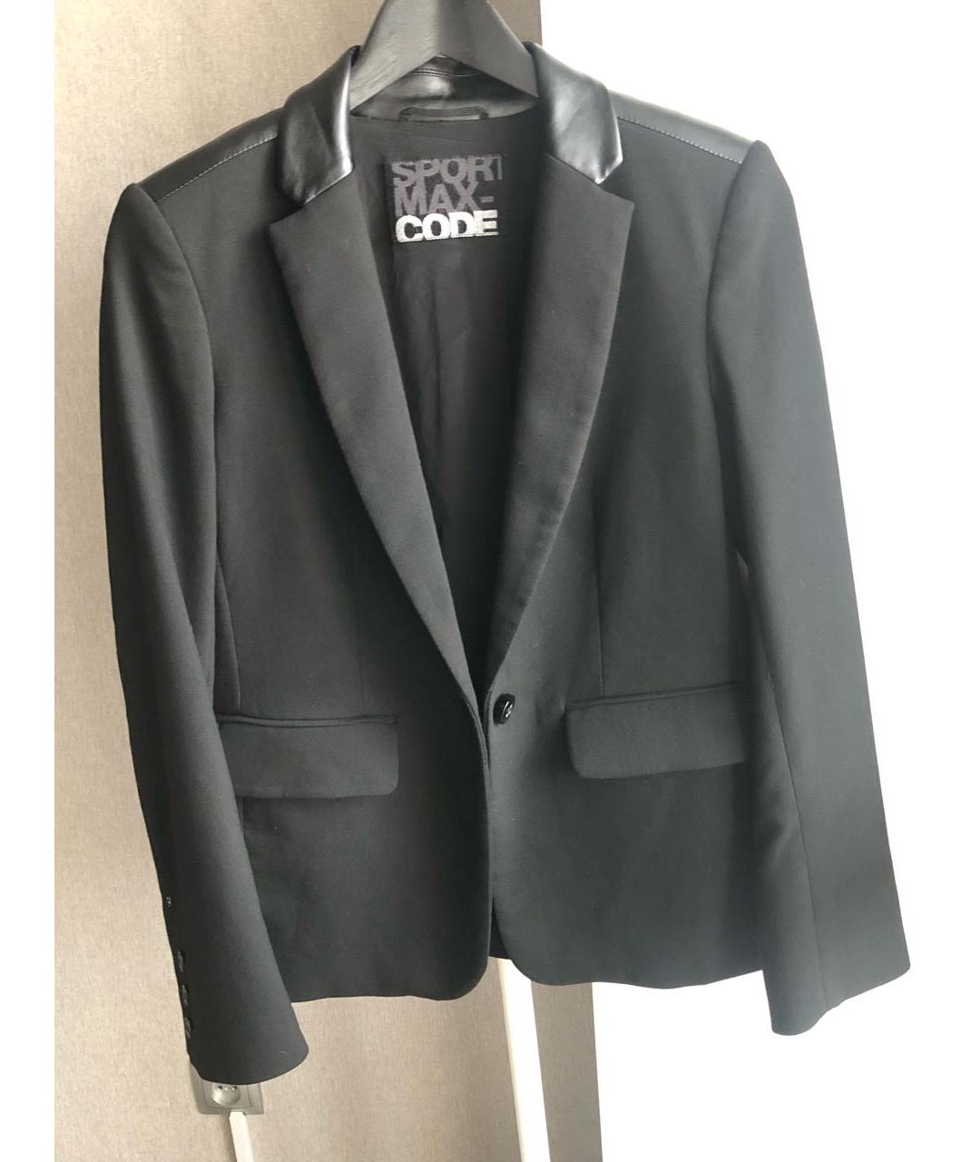 SPORTMAX Черный хлопковый жакет/пиджак, фото 2